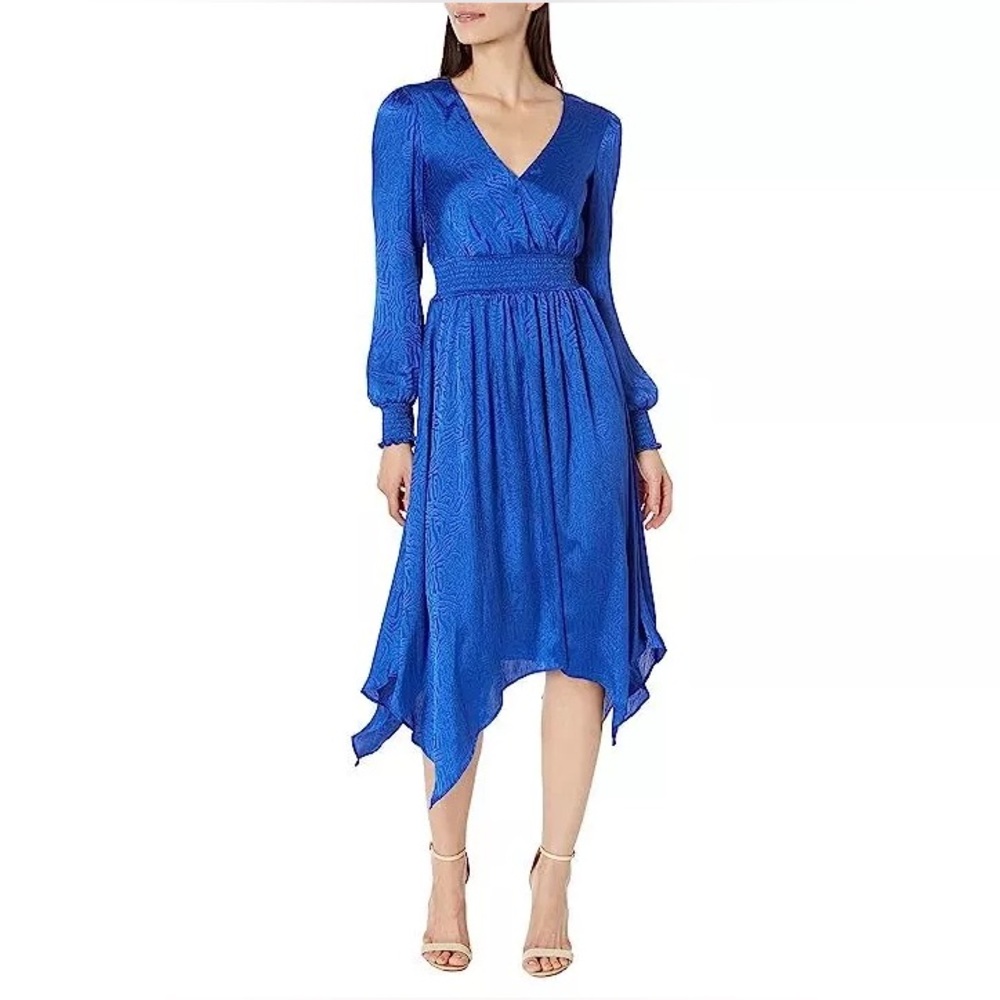 Michael Kors Fractal Zebra Plisse Dress Royal Blue
